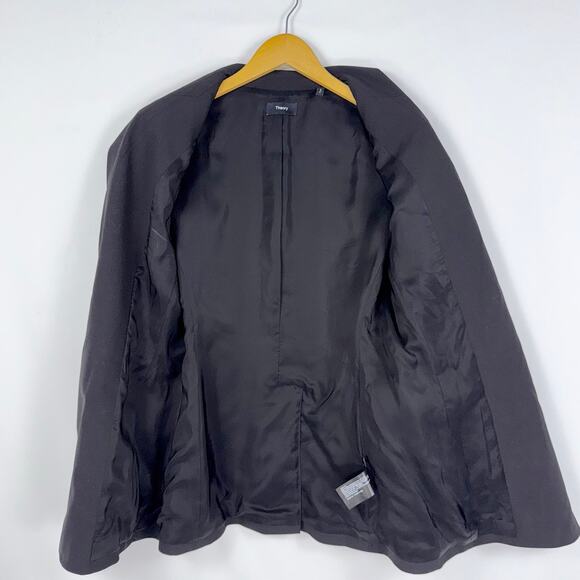 Theory Women's Staple Classic Career Wool Blend Blazer Size 10 Black - Picture 8 of 16